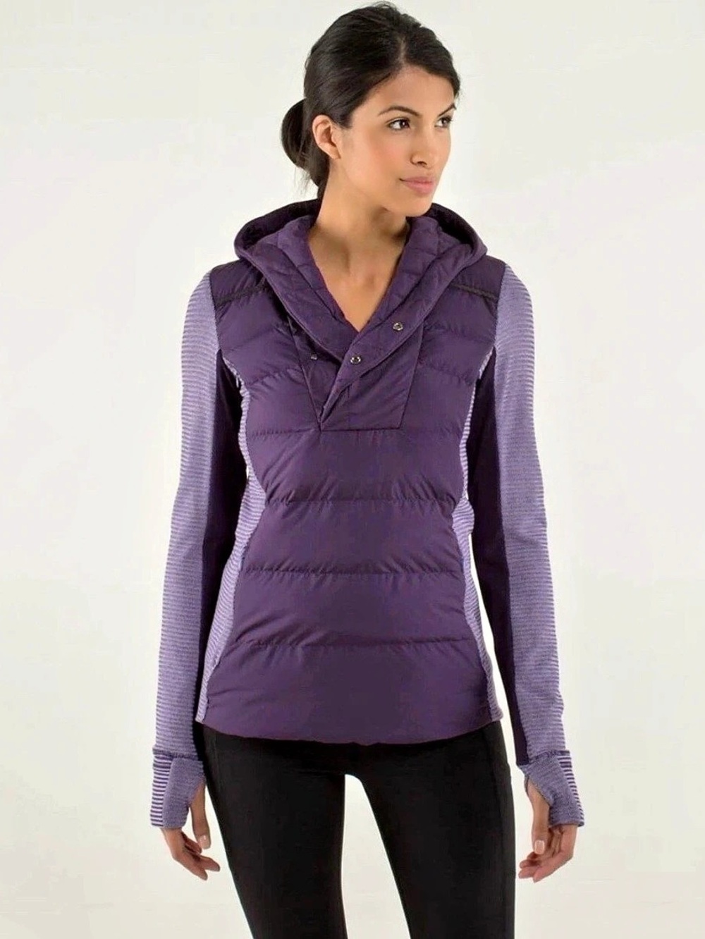 Lululemon Down For A Run Pullover II Purple Hooded Puffer Pullover